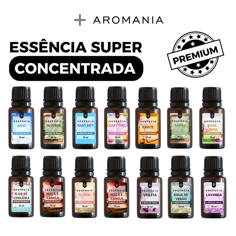 Kit 5 Essências 15ml Para Difusor Ariomatizador e Umidificador de Ambiente Hidrossolúvel