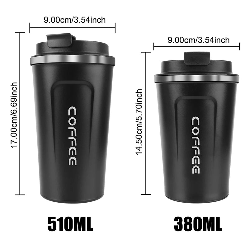 Caneca térmica 380/510ML à Prova de Vazamentos Copo Térmico de Viagem aço inoxidável duplo