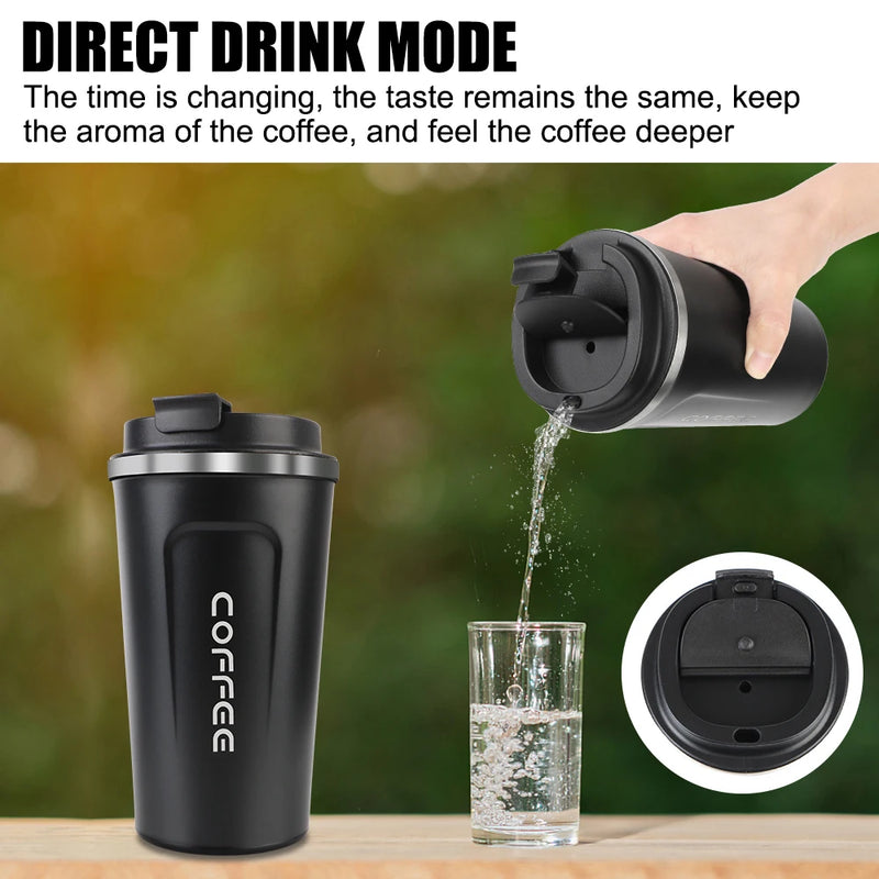 Caneca térmica 380/510ML à Prova de Vazamentos Copo Térmico de Viagem aço inoxidável duplo