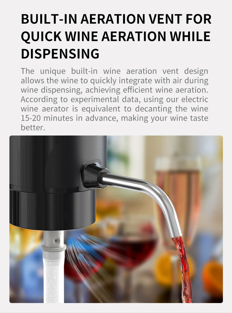 Distribuidor de Aerador de Vinho Elétrico Recarregável Automático de um Toque