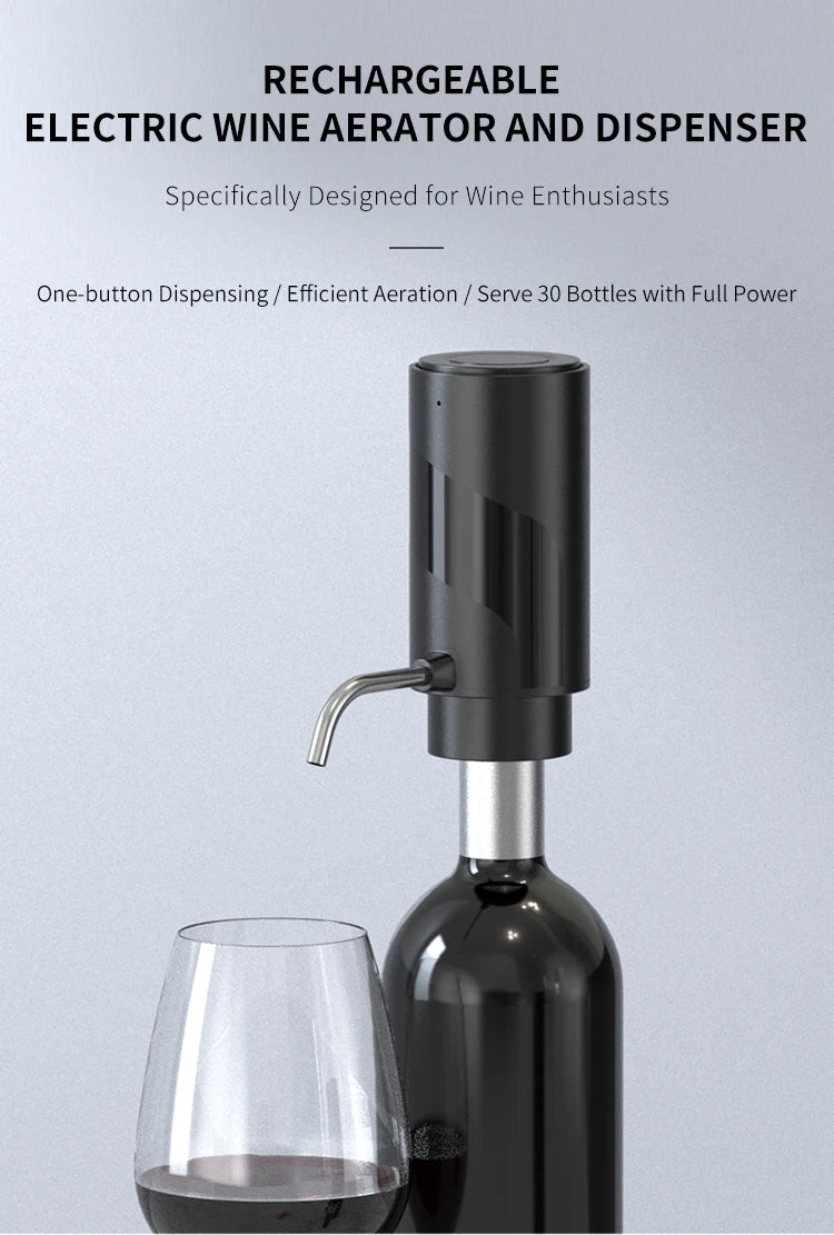 Distribuidor de Aerador de Vinho Elétrico Recarregável Automático de um Toque