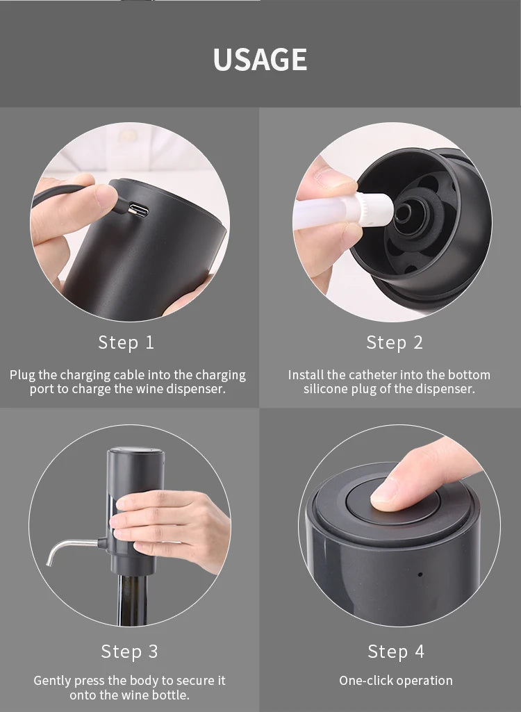 Distribuidor de Aerador de Vinho Elétrico Recarregável Automático de um Toque