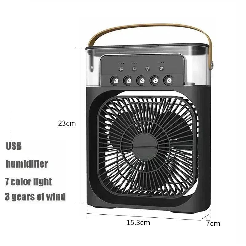 Ventilador e Umidificador Portátil LED Luz Noturna 3 em 1